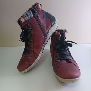 Remonte Dorndorf Rieker Women's Liv Red Leather Ankle Boots EUR 38 UK 5 US 8